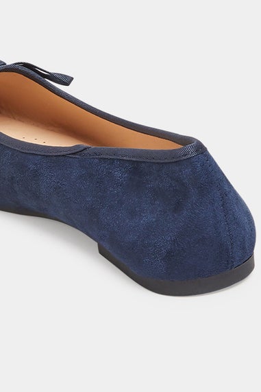 Yours Navy Blue Ballerina Pumps In Wide E Fit