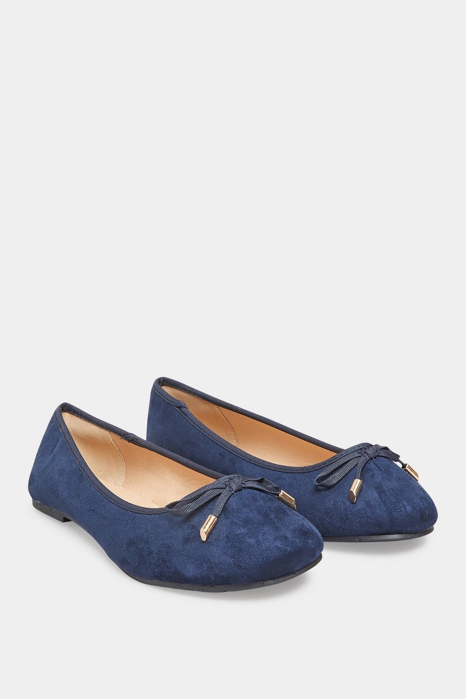 Yours Navy Blue Ballerina Pumps In Wide E Fit