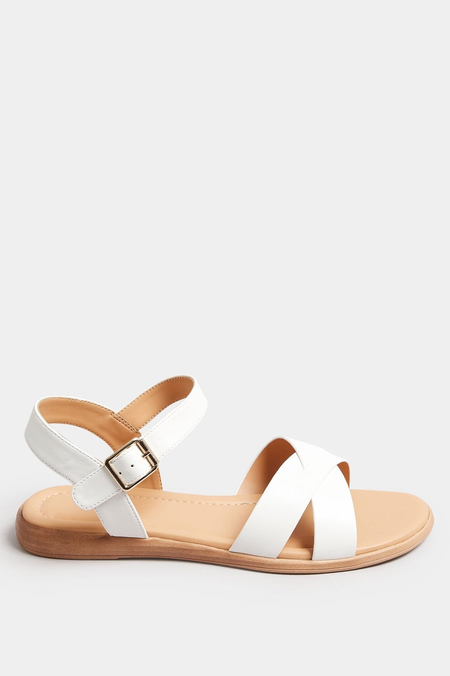 Yours White Cross Strap Sandals In Extra Wide Fit