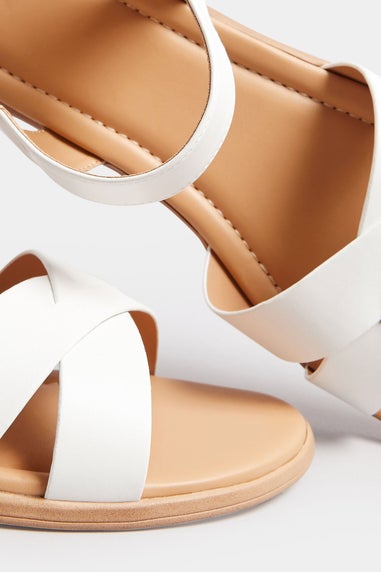 Yours White Cross Strap Sandals In Extra Wide Fit