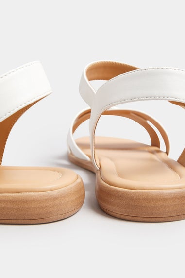 Yours White Cross Strap Sandals In Extra Wide Fit