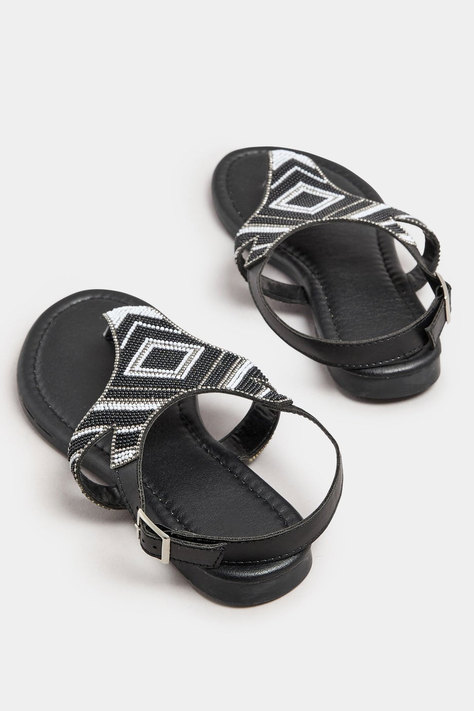 Yours Black Embellished T-Bar Sandals In Wide E Fit