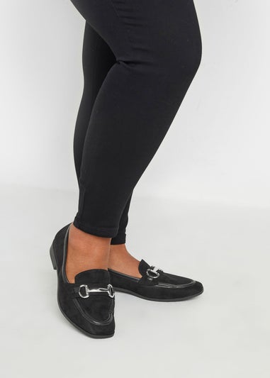 Yours Black Snaffle Loafer In Wide E Fit