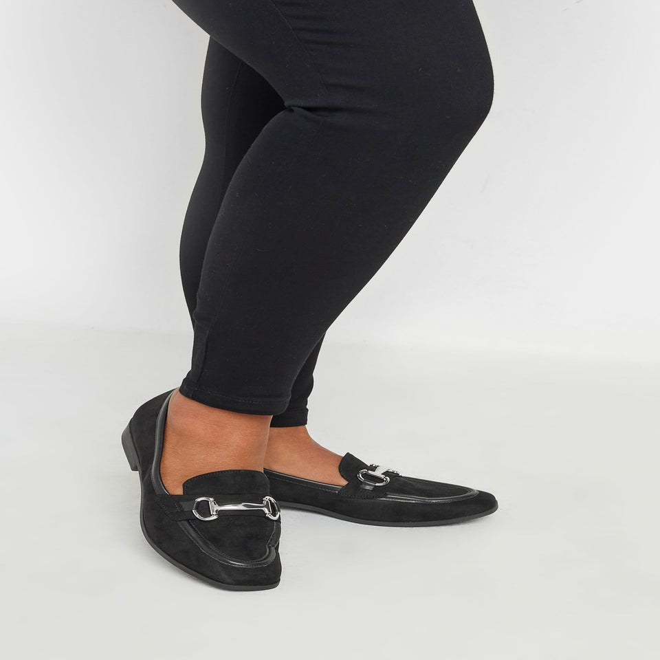 Yours Black Snaffle Loafer In Wide E Fit
