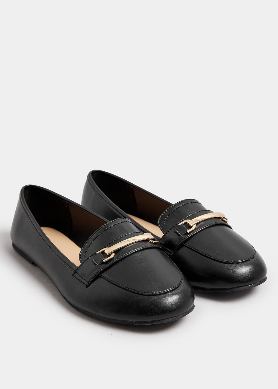 Yours Black Faux Leather Loafers In Extra Wide EEE Fit