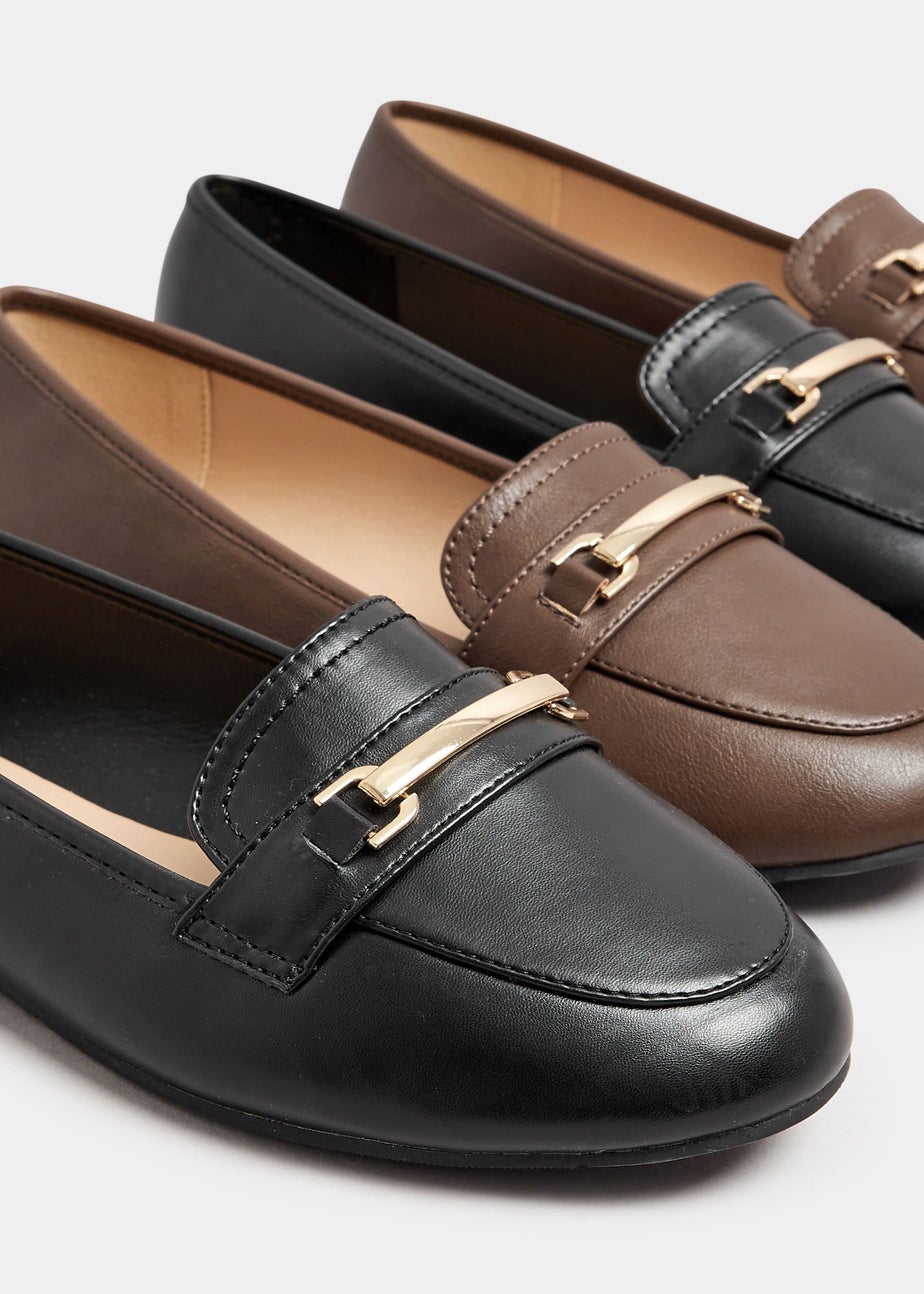 Yours Black Faux Leather Loafers In Extra Wide EEE Fit