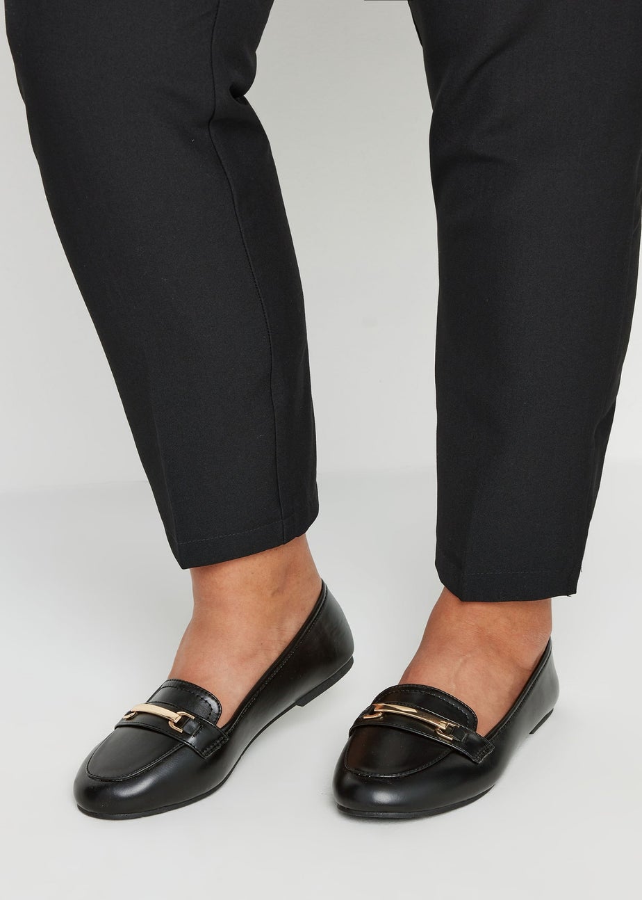 Yours Black Faux Leather Loafers In Extra Wide EEE Fit