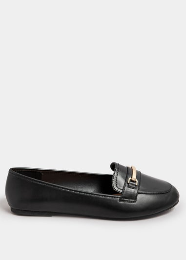 Yours Black Faux Leather Loafers In Extra Wide EEE Fit
