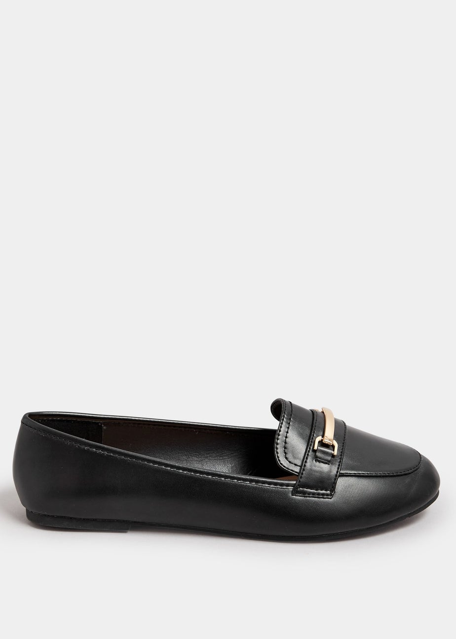 Yours Black Faux Leather Loafers In Extra Wide EEE Fit