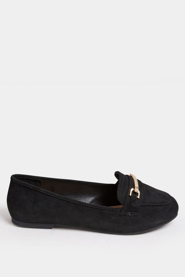 Yours Black Faux Suede Buckle Loafers In Extra Wide Fit