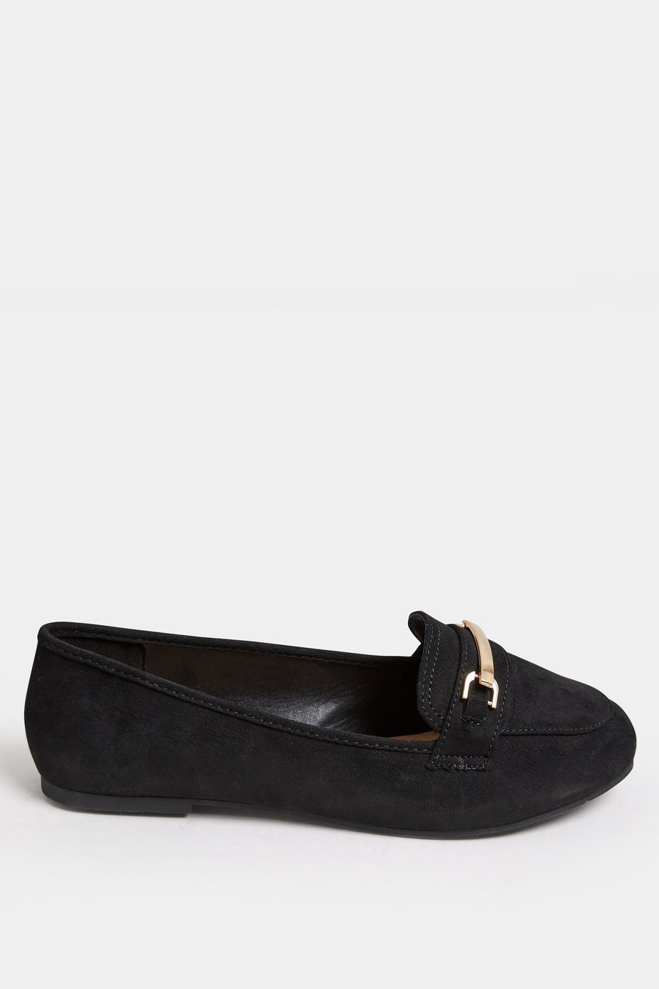Yours Black Faux Suede Buckle Loafers In Extra Wide Fit