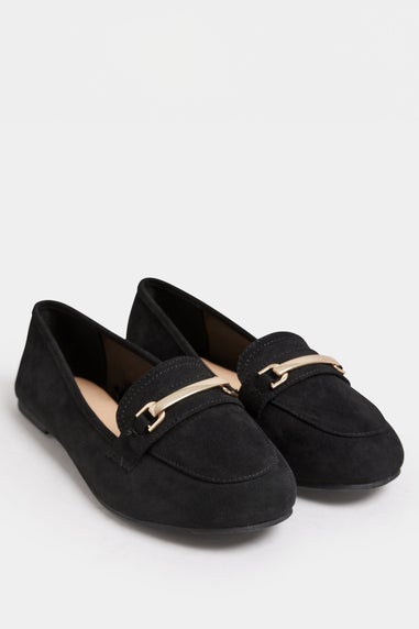 Yours Black Faux Suede Buckle Loafers In Extra Wide Fit