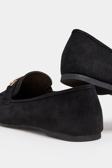 Yours Black Faux Suede Buckle Loafers In Extra Wide Fit