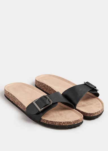 Yours Black Single Buckle Sandals In Extra Wide EEE Fit