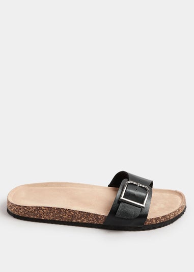 Yours Black Single Buckle Sandals In Extra Wide EEE Fit