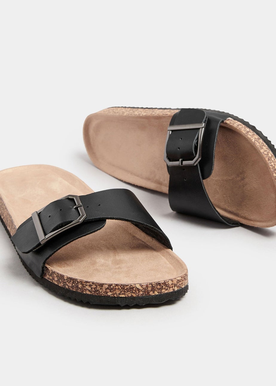Yours Black Single Buckle Sandals In Extra Wide EEE Fit