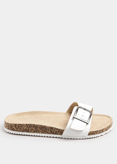 Yours White Single Buckle Sandals In Extra Wide EEE Fit