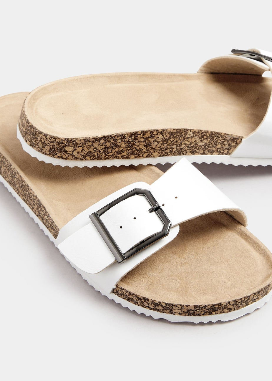 Yours White Single Buckle Sandals In Extra Wide EEE Fit