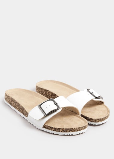 Yours White Single Buckle Sandals In Extra Wide EEE Fit