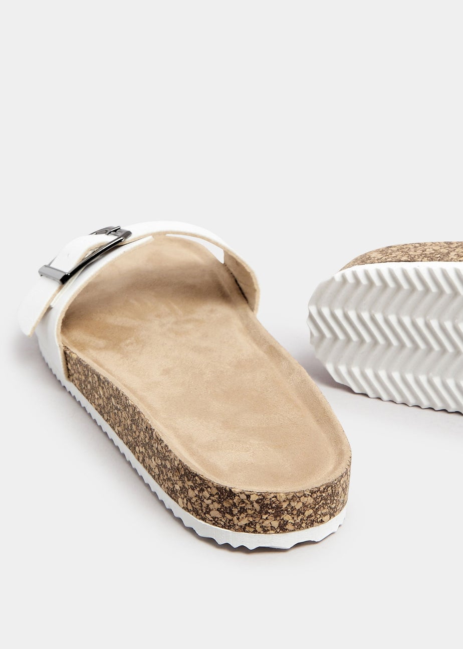 Yours White Single Buckle Sandals In Extra Wide EEE Fit