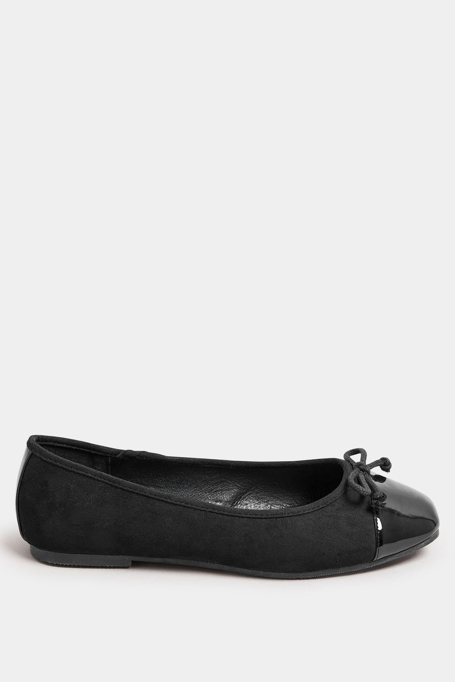 Yours Black Chisel Toe Ballerina Pumps In Extra Wide Fit