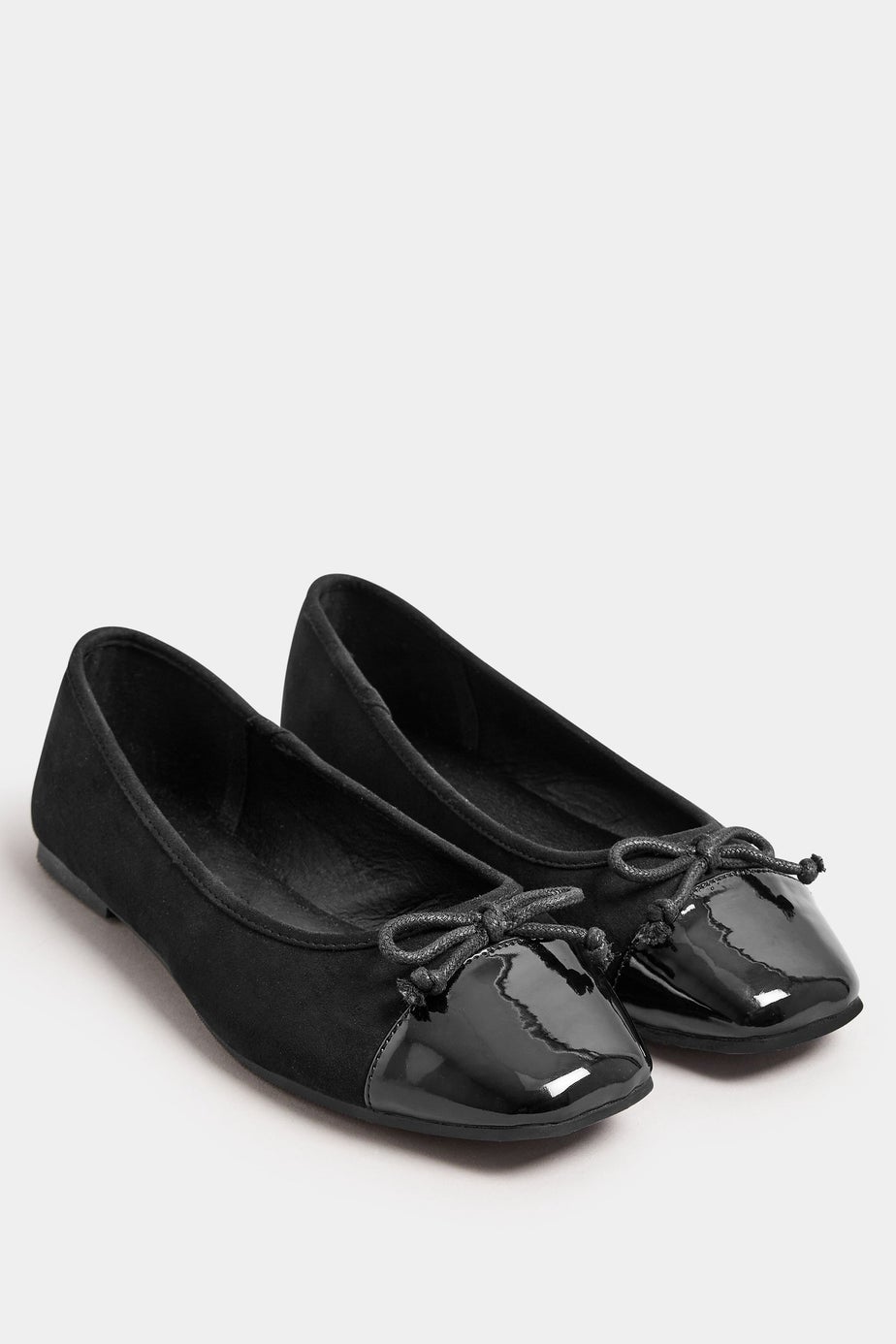 Yours Black Chisel Toe Ballerina Pumps In Extra Wide Fit