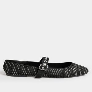 Yours Black Diamante Mary Jane Ballerina Pumps In Extra Wide EEE Fit