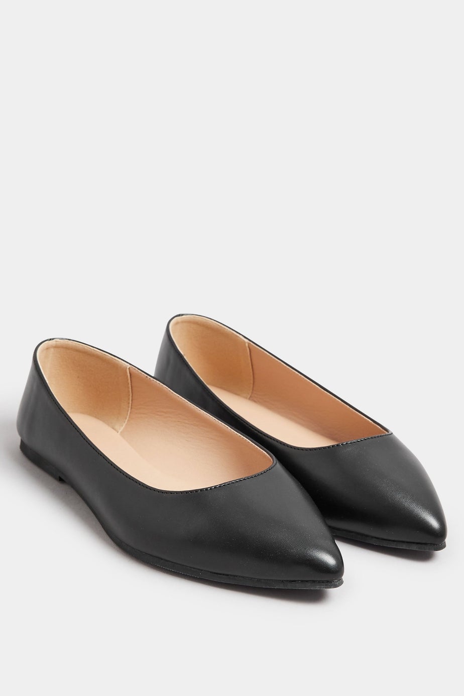 Yours Black Pointed Ballerina Pumps In Extra Wide EEE Fit