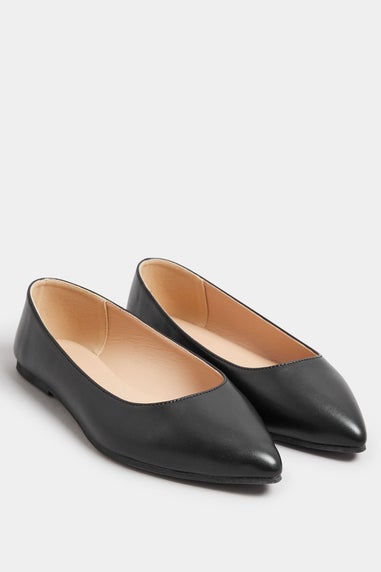 Yours Black Pointed Ballerina Pumps In Extra Wide EEE Fit