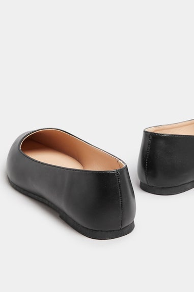 Yours Black Pointed Ballerina Pumps In Extra Wide EEE Fit