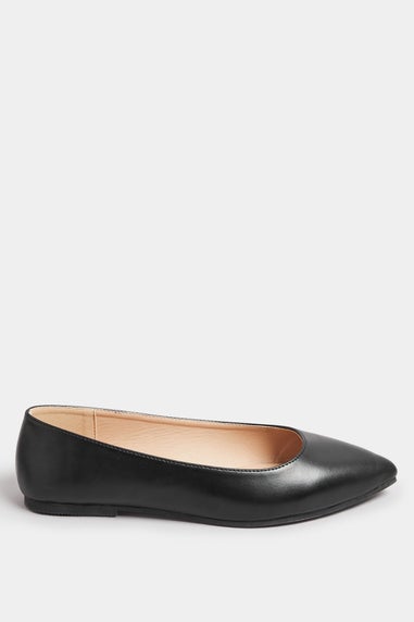 Yours Black Pointed Ballerina Pumps In Extra Wide EEE Fit