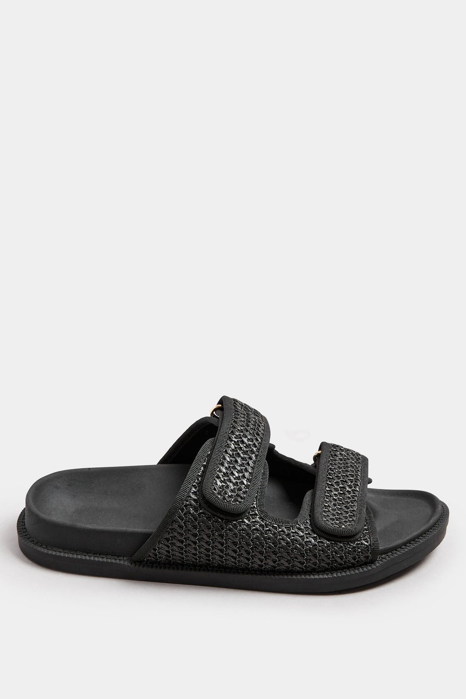 Yours Black Woven Strap Sandals In Extra Wide EEE Fit