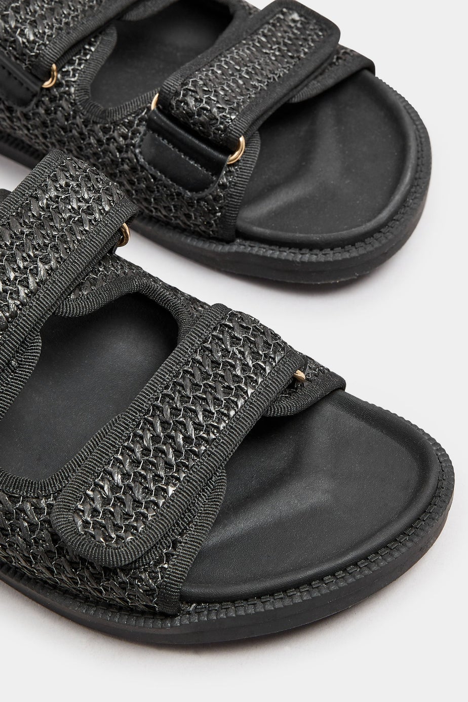 Yours Black Woven Strap Sandals In Extra Wide EEE Fit