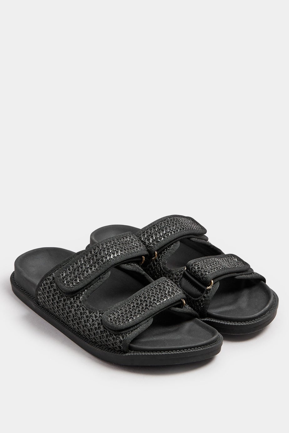 Yours Black Woven Strap Sandals In Extra Wide EEE Fit