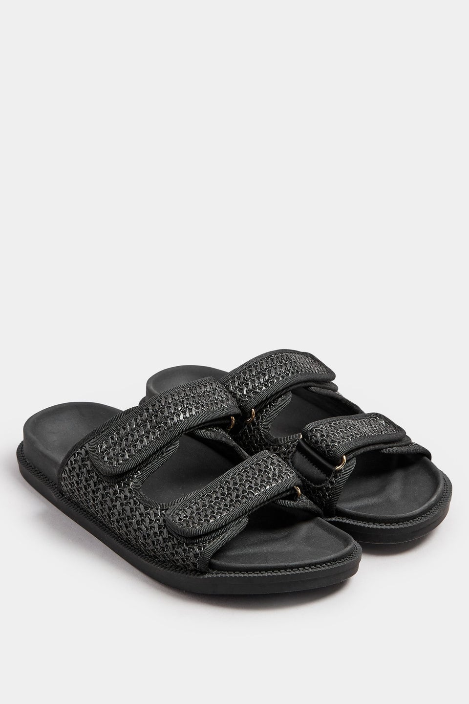 Yours Black Woven Strap Sandals In Extra Wide EEE Fit