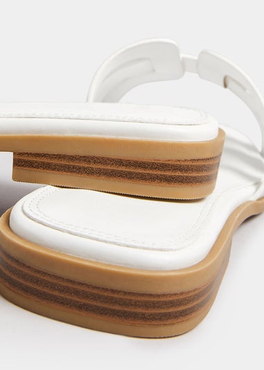 Yours White Cut Out Mule Sandals In Extra Wide Fit