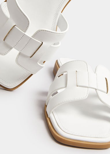 Yours White Cut Out Mule Sandals In Extra Wide Fit