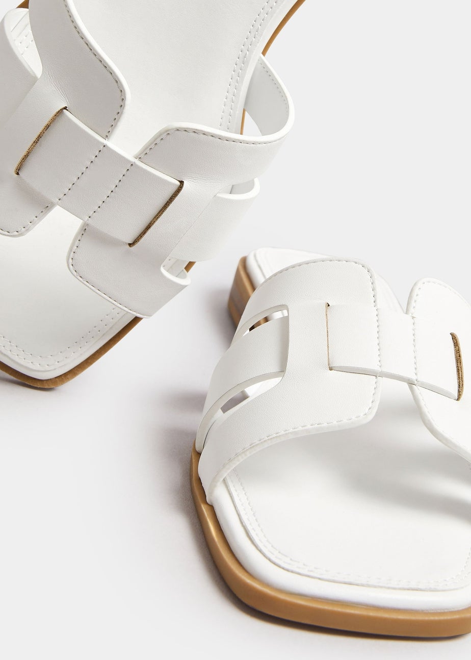 Yours White Cut Out Mule Sandals In Extra Wide Fit