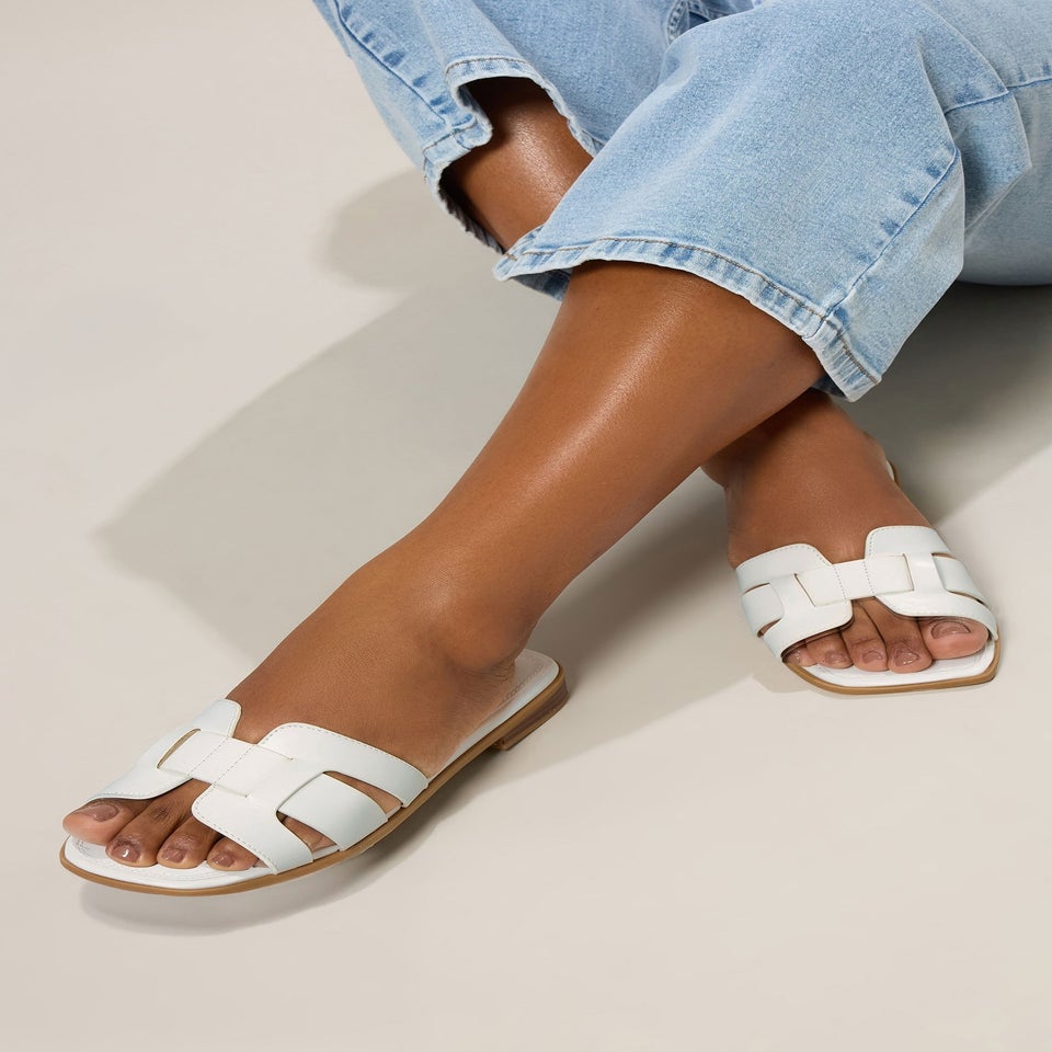 Yours White Cut Out Mule Sandals In Extra Wide Fit