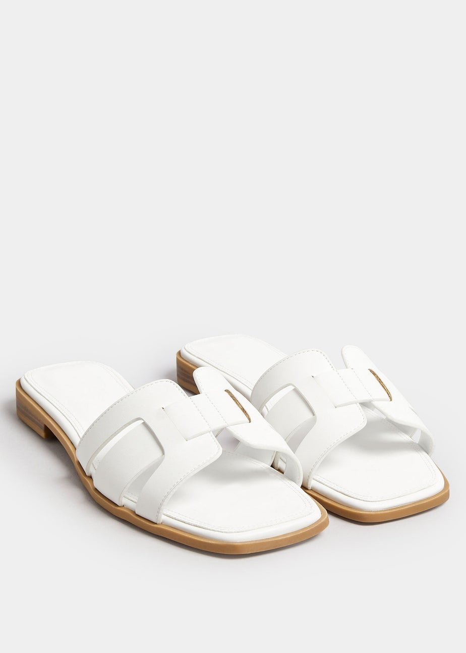 Yours White Cut Out Mule Sandals In Extra Wide Fit