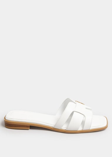 Yours White Cut Out Mule Sandals In Extra Wide Fit