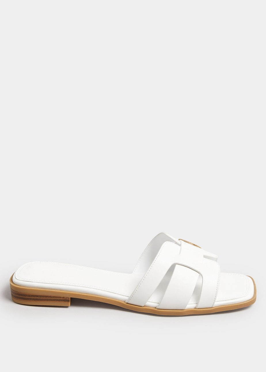 Yours White Cut Out Mule Sandals In Extra Wide Fit