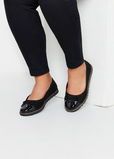 Yours Black Faux Suede Ballet Pump In Extra Wide EEE Fit