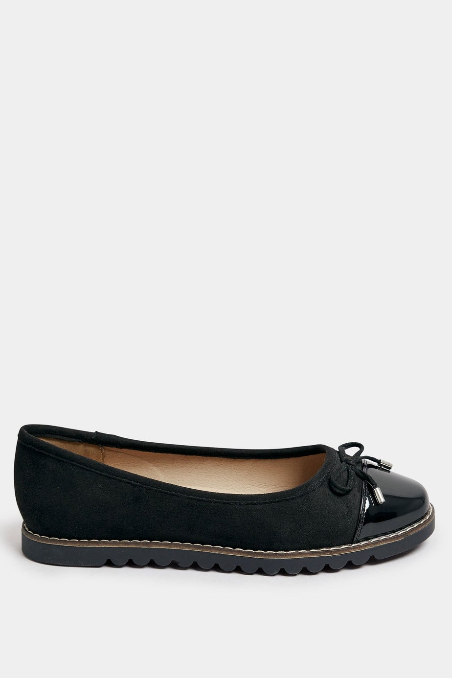 Yours Black Faux Suede Ballet Pump In Extra Wide EEE Fit