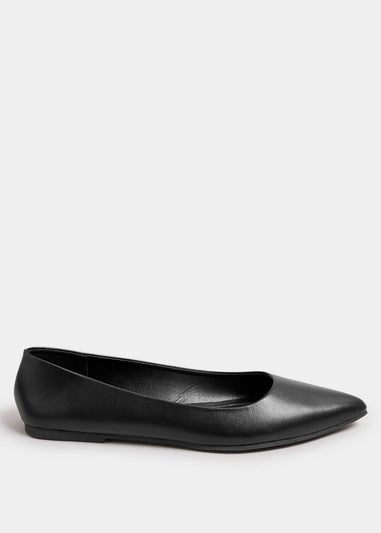 Yours Black Pointed Ballet Pumps In Wide E Fit