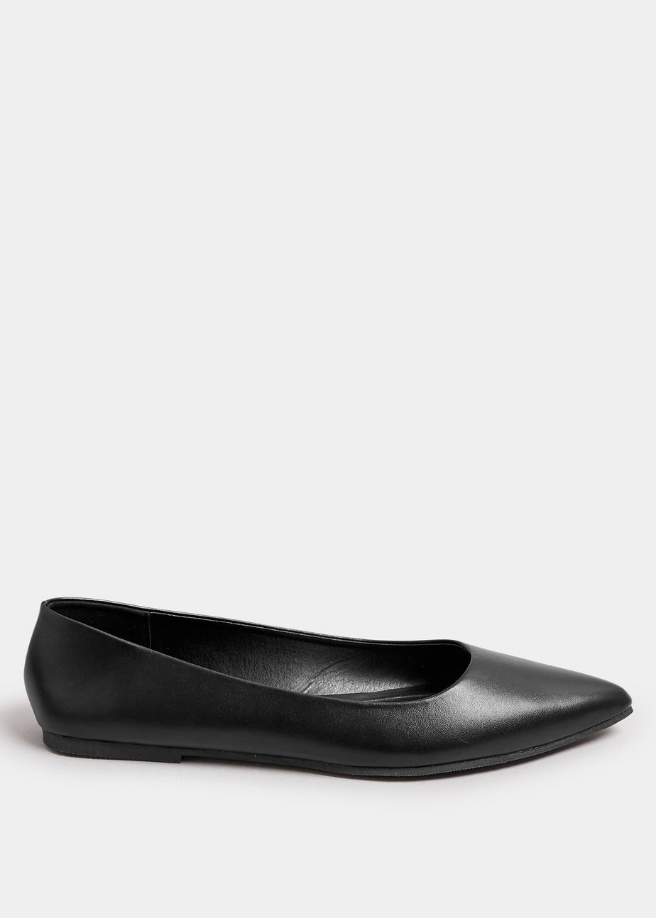 Yours Black Pointed Ballet Pumps In Wide E Fit