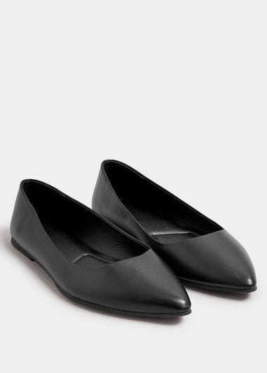 Yours Black Pointed Ballet Pumps In Wide E Fit