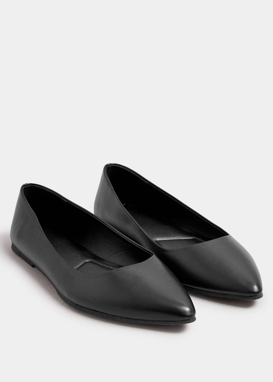 Yours Black Pointed Ballet Pumps In Wide E Fit