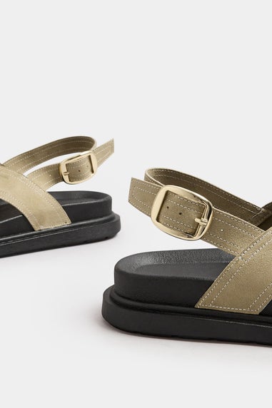 Yours Natural Brown Faux Suede Sandals In Extra Wide EEE Fit