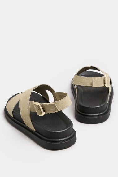 Yours Natural Brown Faux Suede Sandals In Extra Wide EEE Fit